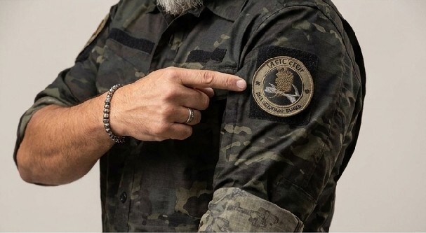 جای پچ بازویی ولکرو در ست لباس تاکتیکال و طبیعتگردی مولتیکم مشکی